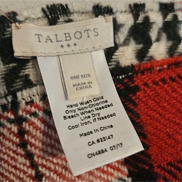 TALBOTS Reversible scarf Red plaid and Houndstooth 76 x 22 - Picture 6 of 8